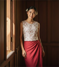 Local Floral Blouse + Plain Skirt Set (Demo)